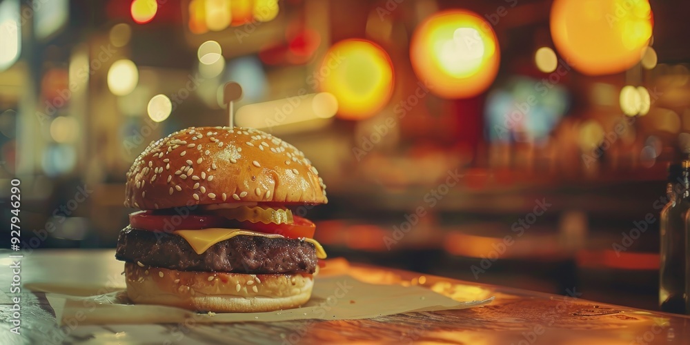 Canvas Prints burger served at a fast food eatery