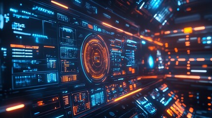 Obraz premium Sci-Fi Futuristic HUD Dashboard Display Virtual Reality