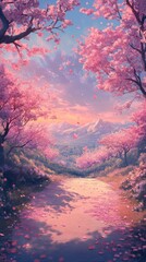 Obraz premium anime-style Enchanted Dusk in the Orchard: A Tranquil Fantasy of the Harvest Festival and Orchard Journey in a Dreamy Animated Setting,Anime-Style,illustration,Picture BooksFor Poster,Novel,UI,WEB,Gam