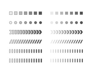 Collection Loading bar status icon. Vector illustration. Set of vector loaded icons. Download progress. Donload or Upload.