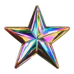 PNG Shiny metallic star decoration with rainbow finish