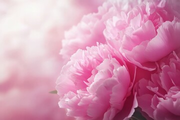 Fototapeta premium Beautiful pink peonies in a stunning background for banner and wallpaper photography shot