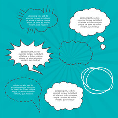 Comic speech bubble balloon expression explosion boom boom bang retro pop art graphic design vector formatt