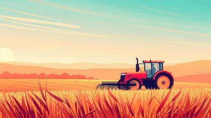 Fototapeta premium AI in agriculture, analyzing crop data, flat design illustration