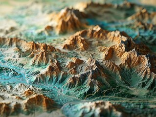 Aerial photography of detailed 3d mountain topography with geospatial technology