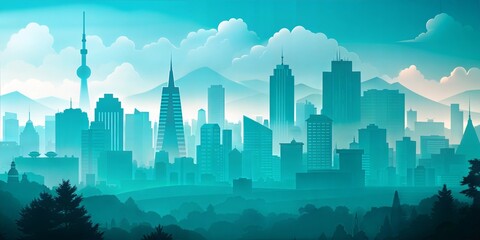 Obraz premium cityscape background in blue
