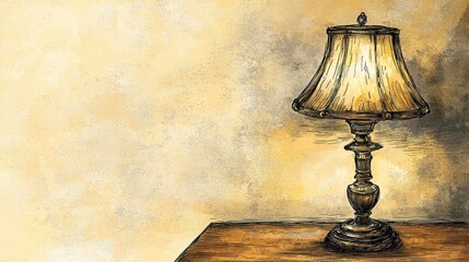 Vintage Table Lamp in Watercolor Style.