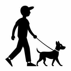 Dog Walking Silhouette Vector Illustration | SVG Files, Cricut Files, Vector Graphics, Cut Files for Cricut & Silhouette, Vector Logo Icon, Clipart, Graphic Element, T-Shirt Graphics