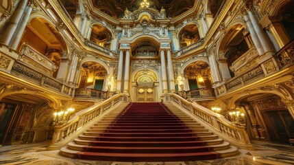 Obraz premium Grand Staircase in a Gilded Palace.
