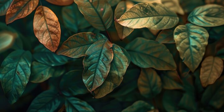 Close up of leaves from the chacrona tree known as psychotria viridis chacruna chacrona or chaqruy for making Santo Daime and Ayahuasca