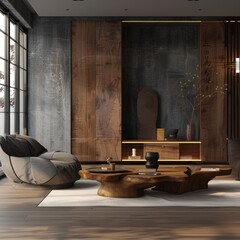 Modern Room Interior. Living Room with Industrial Concept