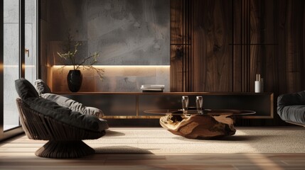 Modern Room Interior. Living Room with Industrial Concept