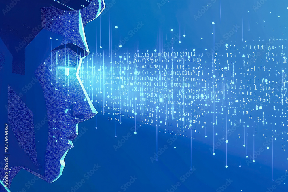 Aufkleber a man with glasses looking at a computer screen with a face made of lines