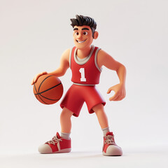 Naklejka premium 3D cartoon basketball player. on a solid white background
