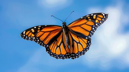 Fototapeta premium A butterfly in flight, symbolizing the freedom and possibilities of new life.