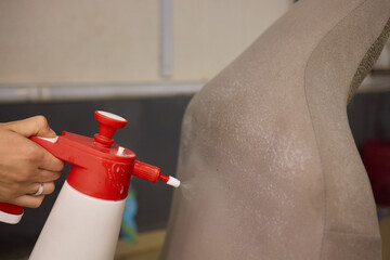 Naklejka premium Experience exceptional professional upholstery cleaning services utilizing a spray applicator