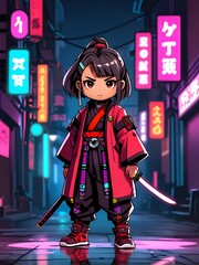 Anime Girl in Neon City