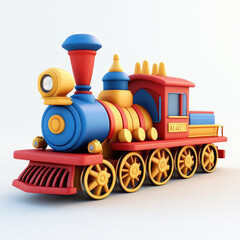 3D cartoon train. on a solid white background
