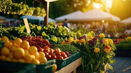 Early morning farmer s market setup, Monday morning, fresh and lively