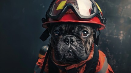 Dog dressed like a firefighter Cute animals wearing firefighter uniforms