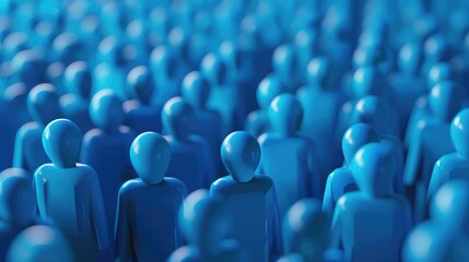 Blue group of people concept, 3D rendering