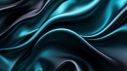 Obraz premium Elegant vector design of teal wavy lines on a black background, embodying minimalism and high-resolution 8K quality for modern aesthetics.