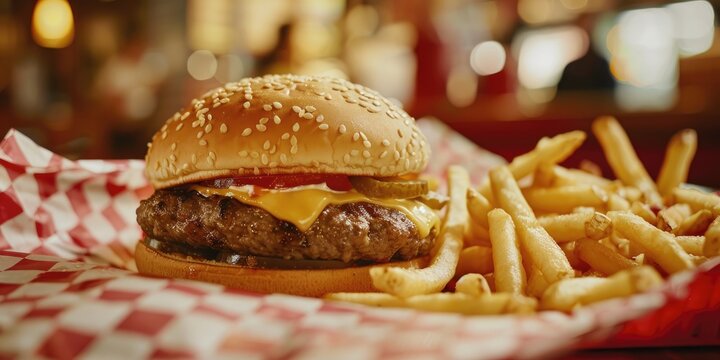 Cheesy Hamburger and Crunchy Hand Cut Fries with Mayo from Five Guys Fast Food Restaurant Meal