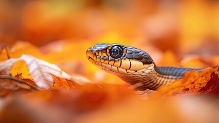 Obraz premium Snake isolated on autumn background