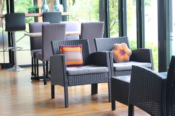 chair and table in cafe, interior design concept.