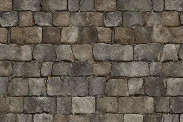 Obraz premium Processed collage of old street pavement surface texture. Background for banner, backdrop