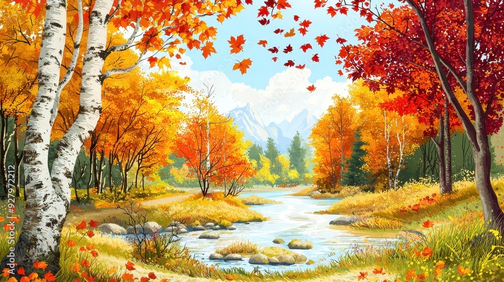 Wall mural Autumn Forest Stream.