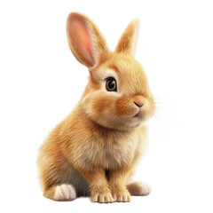 Obraz premium Cute Yellow Rabbit Baby on Transparent Background