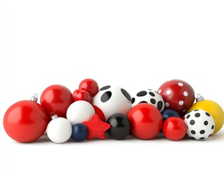Colorful Christmas ornaments in red, white, and black, perfect for holiday decorations and seasonal art projects.