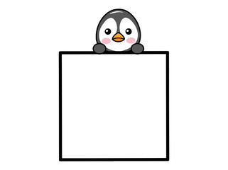 Penguin Animal Head Square Frame Background