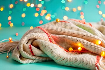 A woven texture that subtly mimics a handwoven fabric. pastel bokeh lights float across the surface.