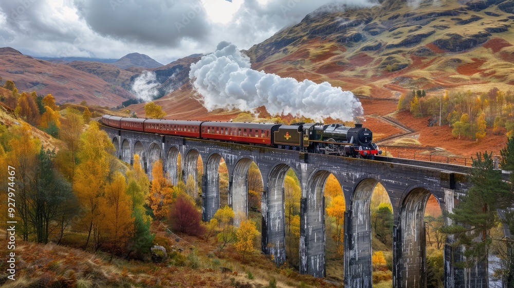 Poster steam train on the highlands