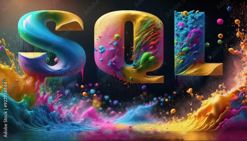 Poster sql colorful splash art and design