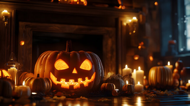 Cozy Fall Nights With Carved Pumpkins Firelight