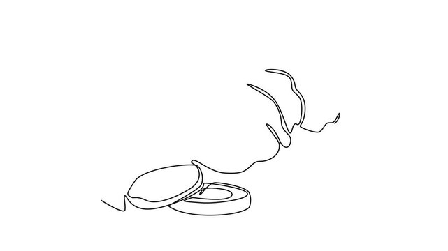 Animated self drawing of continuous line draw healthy organic raw ginger for farming logo identity. Fresh flowering plant rhizome concept herbaceous perennial icon. Full length single line animation