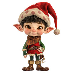 3D ELF Toddler on Transparent Background
