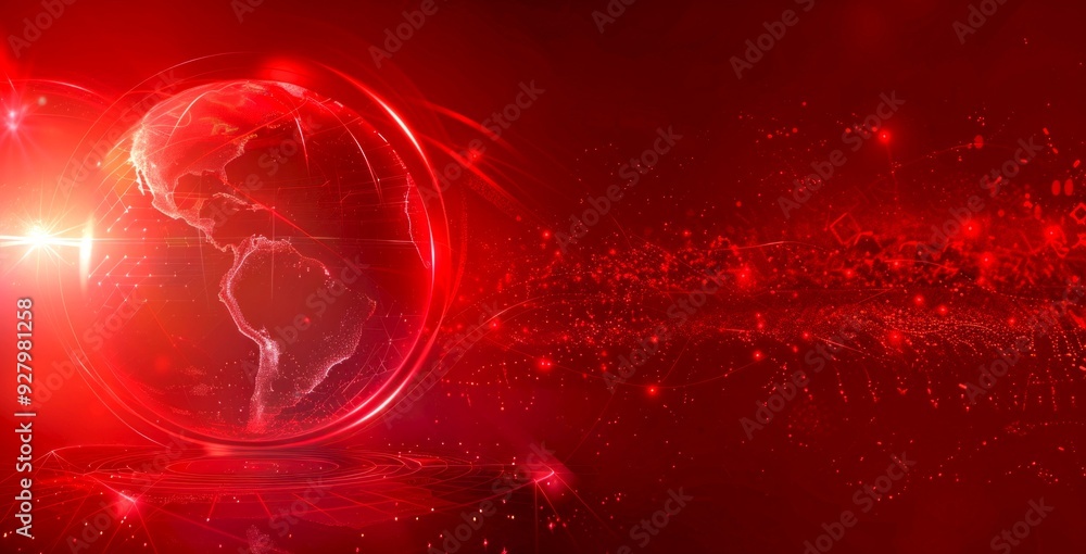 Poster a striking view of the earth encompassed in a vibrant red glow. this image conveys a sense of energy