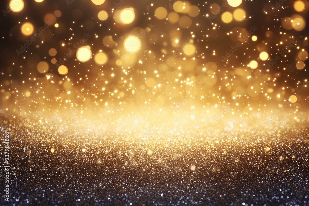 Poster golden glitter with bokeh effect. great for adding a festive touch to your design projects.