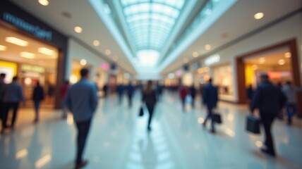 Fototapeta premium Shopping mall with people in blurred abstract background.