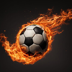 3D illustration sci-fi realistic soccer ball in fire , sport of speed and power ,engulfed in flames logo for football club.Epic goal. World championship cup. International football match.