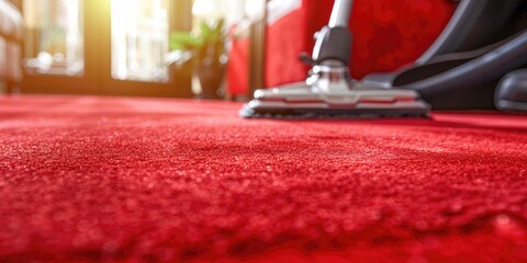 Professional chemical cleaning of red carpets using extraction method Ideal for early spring or regular maintenance cleaning Complete cleanliness guaranteed