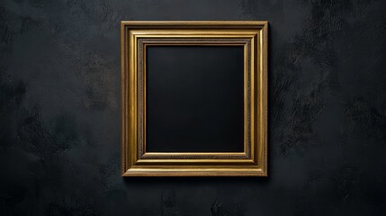 Gold picture frame on black background