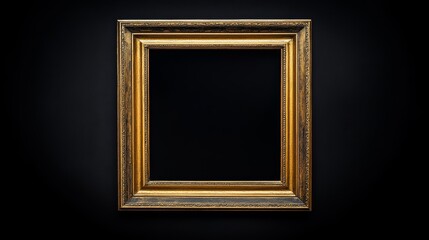 Gold picture frame on black background