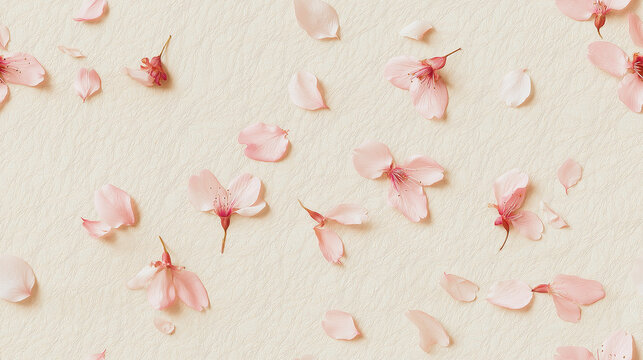 seamless handmade paper texture with embedded pale pink cherry blossom petals - Powered by Adobe