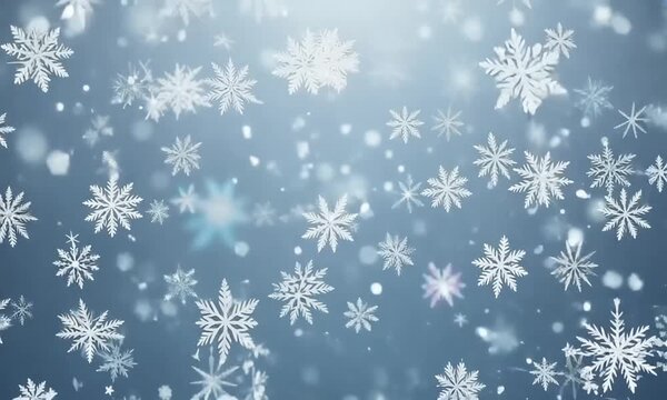 A glitter background with silver sparkles, shimmering like stars. Snowflakes gently falling
