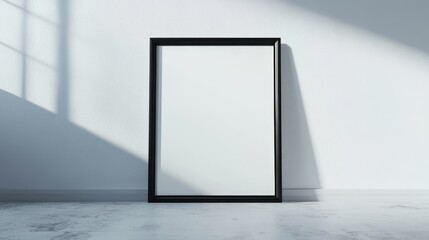 Black picture frame on white background